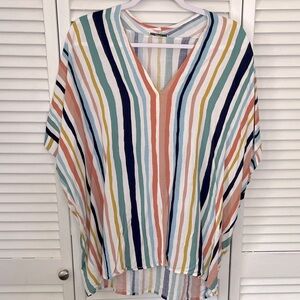JODIFL Colorful Striped V-Neck Blouse